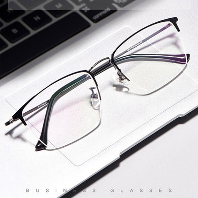 Pure Titanium Retro  Half Frame Glasses Ultralight Business Men Large Frame Myopia And Hyperopia Optical Glasses 8017JX