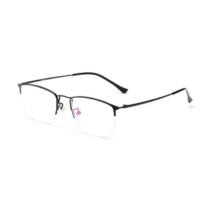 Pure Titanium Retro  Half Frame Glasses Ultralight Business Men Large Frame Myopia And Hyperopia Optical Glasses 8017JX
