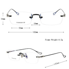 Load image into Gallery viewer, Pure Titanium Rimless Prescription Glasses Frame Men Myopia Optical Eyeglasses Frames Female Luxuyr Brand Frameless Spectacles