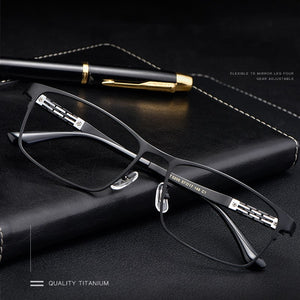 Pure titanium glasses frame men's business ultra-light optical glasses frame elastic temples prescription glasses men HT0205