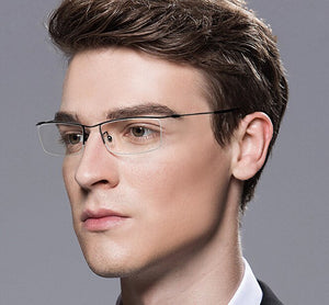 Pure titanium optical frame classic Men business half-rim glasses frame for prescription glasses ultra light eyewear black