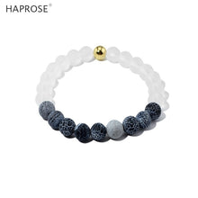 Load image into Gallery viewer, Purple Agate Elastic Bracelet Natural White Blue Onyx 8mm Creative Jewelry Woman Dance Bracelet Gemstone Scrub Agate Beads