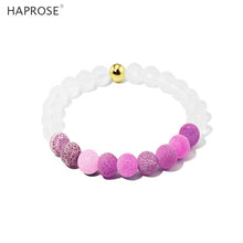 Load image into Gallery viewer, Purple Agate Elastic Bracelet Natural White Blue Onyx 8mm Creative Jewelry Woman Dance Bracelet Gemstone Scrub Agate Beads