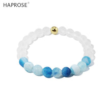 Load image into Gallery viewer, Purple Agate Elastic Bracelet Natural White Blue Onyx 8mm Creative Jewelry Woman Dance Bracelet Gemstone Scrub Agate Beads
