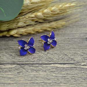 Purple Clover Shape Charm Flower Fashion Maxi Statement Earrings Wedding Jewelry New Arrivals Stud Earrings For Women Gifts