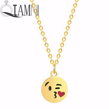 Load image into Gallery viewer, Cartoon Love Heart Kiss Emoji Necklace &amp; Pendant for Women Round Expression Love Choker Collars Handmade Jewelry Gifts