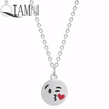 Load image into Gallery viewer, Cartoon Love Heart Kiss Emoji Necklace &amp; Pendant for Women Round Expression Love Choker Collars Handmade Jewelry Gifts