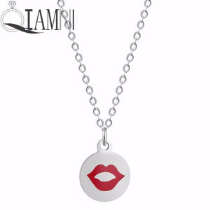 Cartoon Love Heart Kiss Emoji Necklace & Pendant for Women Round Expression Love Choker Collars Handmade Jewelry Gifts
