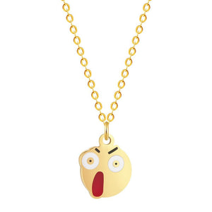 Cartoon Love Heart Kiss Emoji Necklace & Pendant for Women Round Expression Love Choker Collars Handmade Jewelry Gifts