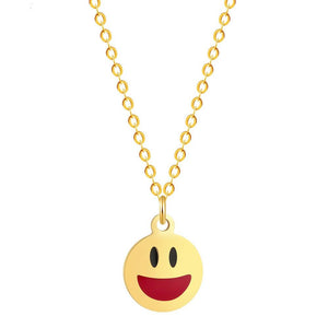 Cartoon Love Heart Kiss Emoji Necklace & Pendant for Women Round Expression Love Choker Collars Handmade Jewelry Gifts