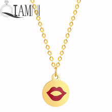 Load image into Gallery viewer, Cartoon Love Heart Kiss Emoji Necklace &amp; Pendant for Women Round Expression Love Choker Collars Handmade Jewelry Gifts