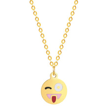 Load image into Gallery viewer, Cartoon Love Heart Kiss Emoji Necklace &amp; Pendant for Women Round Expression Love Choker Collars Handmade Jewelry Gifts