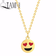 Load image into Gallery viewer, Cartoon Love Heart Kiss Emoji Necklace &amp; Pendant for Women Round Expression Love Choker Collars Handmade Jewelry Gifts