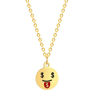 Cartoon Love Heart Kiss Emoji Necklace & Pendant for Women Round Expression Love Choker Collars Handmade Jewelry Gifts