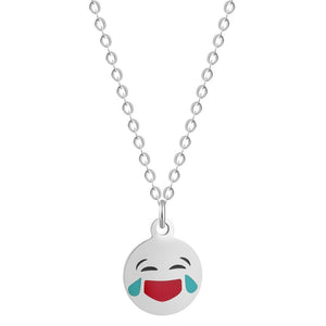 Cartoon Love Heart Kiss Emoji Necklace & Pendant for Women Round Expression Love Choker Collars Handmade Jewelry Gifts
