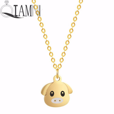 Stainless Steel Cartoon Lovely Animal Pig Necklace Pendant for Women Dog Collars Friends Jewelry Pet Lover Gift