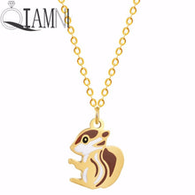Load image into Gallery viewer, Stainless Steel Tiny Baby Squirrel Necklace Pendant Chipmunk Squirrel Animal Necklaces for Women Collars Pet Lover Gift