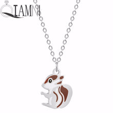 Load image into Gallery viewer, Stainless Steel Tiny Baby Squirrel Necklace Pendant Chipmunk Squirrel Animal Necklaces for Women Collars Pet Lover Gift