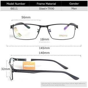 QIFENG Spectacle Frame Eyeglasses Men Korean Computer Optical Myopia Eye Glasses Frame For Male Transparent Clear Lens QF6611