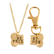 Load image into Gallery viewer, 2pcs/set Gold Silver Color Dog Bone Best Friends Charm Necklace &amp; Keychain BFF Bones Friends Jewelry