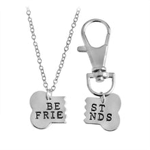 Load image into Gallery viewer, 2pcs/set Gold Silver Color Dog Bone Best Friends Charm Necklace &amp; Keychain BFF Bones Friends Jewelry