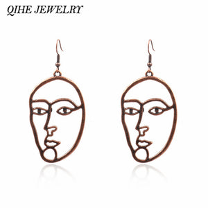 Face Earrings Bronze Picasso Statement Earring Ear jewelry Earrings for women Gifts for female girl