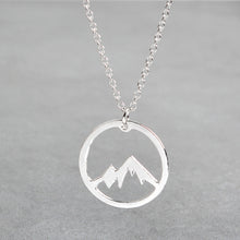 Load image into Gallery viewer, Mountain necklace World map necklace Mountain range jewelry Nature Hiker climbing lover gifts Minimalist Jewelry