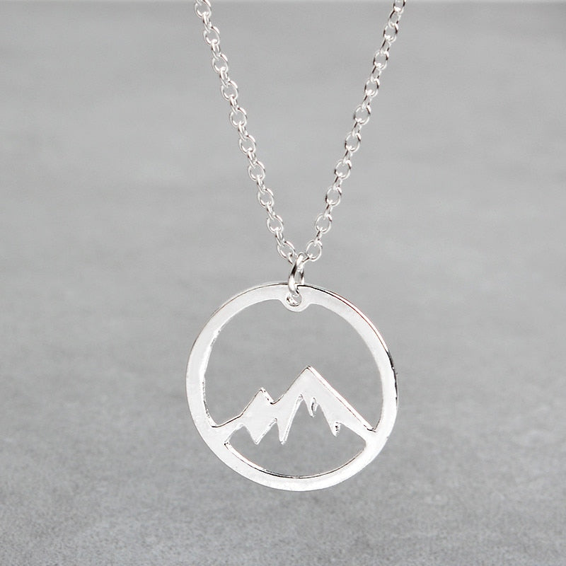 Mountain necklace World map necklace Mountain range jewelry Nature Hiker climbing lover gifts Minimalist Jewelry
