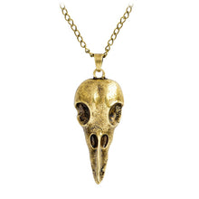 Load image into Gallery viewer, Pendant necklace Raven skull Bird skull pendant necklace bronze ancient silver viking jewelry Necklace for men