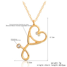 Load image into Gallery viewer, Stethoscope necklace Heart stethoscope pendant with rhinestone necklace Doctor Nurse Graduation Medical Gift