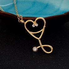 Load image into Gallery viewer, Stethoscope necklace Heart stethoscope pendant with rhinestone necklace Doctor Nurse Graduation Medical Gift