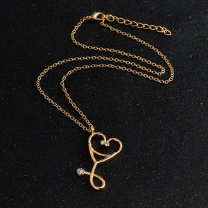 Stethoscope necklace Heart stethoscope pendant with rhinestone necklace Doctor Nurse Graduation Medical Gift