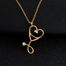Load image into Gallery viewer, Stethoscope necklace Heart stethoscope pendant with rhinestone necklace Doctor Nurse Graduation Medical Gift