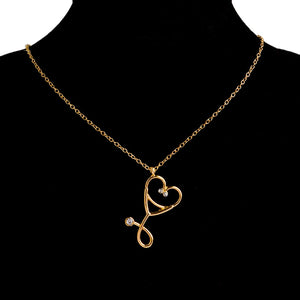 Stethoscope necklace Heart stethoscope pendant with rhinestone necklace Doctor Nurse Graduation Medical Gift