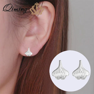 Elegant Ginkgo Leaf Stud Earrings For Women Ladies Silver Korean Jewelry Pendientes Brincos Leaves Bohemian Earrings