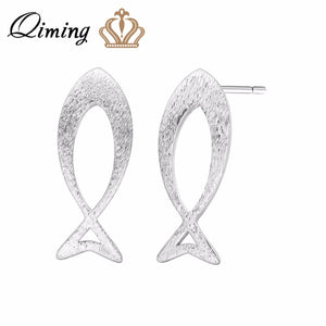 Hollow Fish Silver Earrings Female Women Simple Sea Animal Jewelry Accessories Birthd Gift Earring Brincos Bijoux