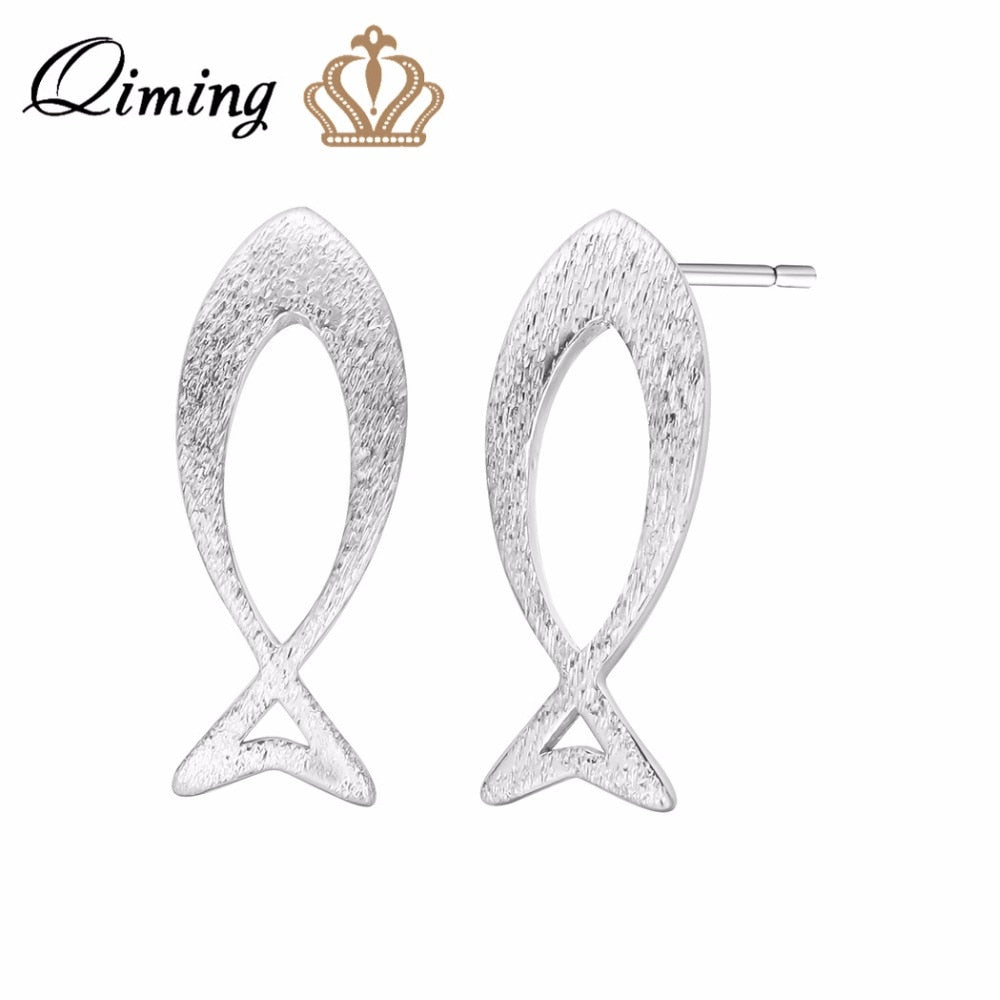 Hollow Fish Silver Earrings Female Women Simple Sea Animal Jewelry Accessories Birthd Gift Earring Brincos Bijoux