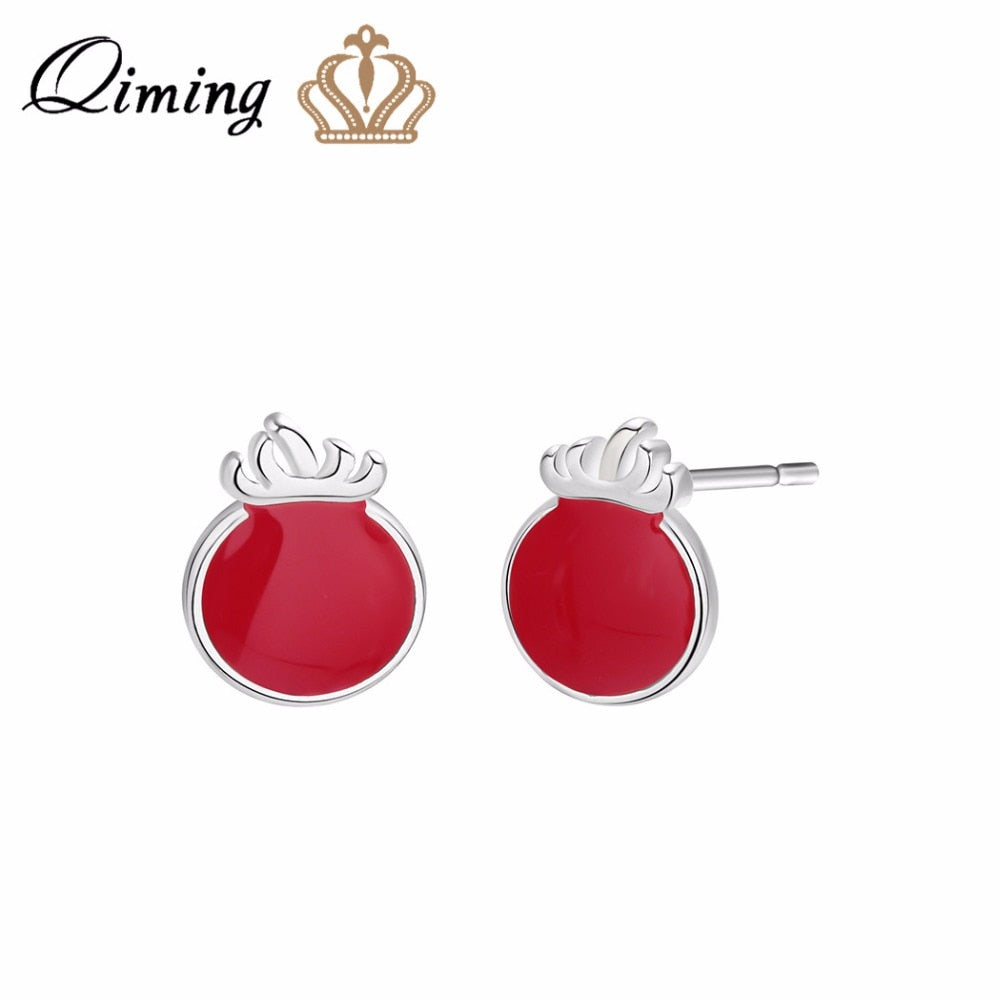 Lovely Tomato Red Earrings Girls Silver Jewelry Accessories Cute Design Ladies Fashion Stud Earrings Party Gift