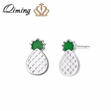 Pineapple Fruit Silver Earrings Children Baby Jewelry Tiny Fruit Charm Summer Korean Earrings Female Boho Jewelry Gift