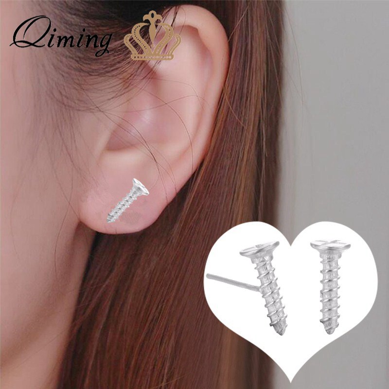 Screw Spike Earrings For Women Ethnic Tibetan Jewelry Silver Men Male Stud Earrings Female Spikes Silver Jewelry