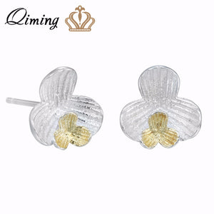 Silver Jewelry Yellow Flower Earrings Girls Lover Gift Wholesale Tiny Plant Stud Earrings Bijoux Vintage Jewelry