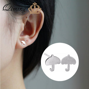 Silver Umbrella Small Earrings Stud Lovey Fashion Jewelry Accessories Cute Children Earrings Women Pendientes Brincos
