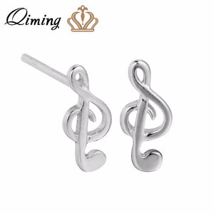 Tiny Music Notes Stud Earring For Women Girls Musical Musician Earrings Silver Jewelry Note Vintage Accessories