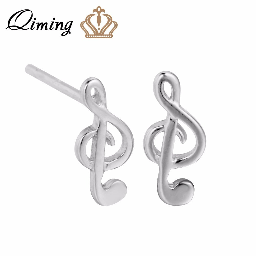 Tiny Music Notes Stud Earring For Women Girls Musical Musician Earrings Silver Jewelry Note Vintage Accessories