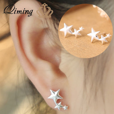 Tiny Space Star Earrings Women Korean Style Silver Fashion Jewelry Accessories Cute Stud Earrings Star Friends Girls Gift