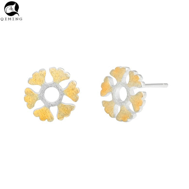 Winter Delicate Snowflake Silver Women Earrings For Girls Snowy Charm Yellow Best Friend Gift Girls Bride Stud Earring