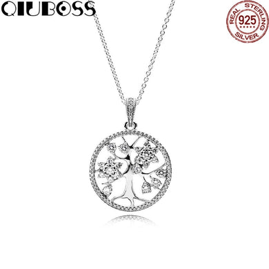 COLLANA ALBERO FAMILIARE IN ARGENTO 925 CON PENDENTE Gioielli con ciondoli adatti Regalo per ragazze 390384CZ 