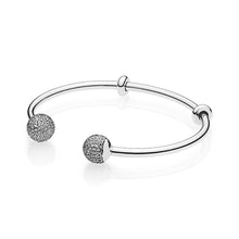 Load image into Gallery viewer, S925 Silver Limited Edition Floating Grains Bangle Shine &amp; Clear CZ Fit DIY Original Charm Bracelets Women jewelry Gift