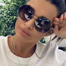 Load image into Gallery viewer, QPeClou 2023 Chain Round Sunglasses Women Metal Brand Designer Sun Glasses Men Black Eyeglasses Not Included Chain