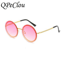 Load image into Gallery viewer, QPeClou 2023 Chain Round Sunglasses Women Metal Brand Designer Sun Glasses Men Black Eyeglasses Not Included Chain